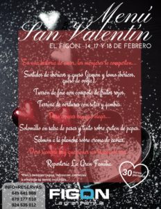 San Valentín Menú Figón